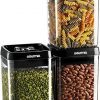 Gourmia GEC9790 Airtight Food Storage Containers, 3 Pack, 1.7 Liter – Stackable, Easy Lock Clear Organizers with Airtight Lids - Preserves and Keeps Dry Goods Fresh and Dry – Space Saving, BPA Free