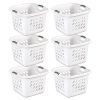 Sterilite 12178006 1.5 Bushel/53 Liter Ultra Square Laundry Basket, White Basket w/ Titanium Inserts, 6-Pack