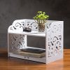 MyGift White Cutout Scrollwork Design Desktop Bookshelf
