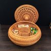 Vietnam Autumn Rattan Tea Tin Box - Hand-Woven Storage for Snacks, Pastries, and More