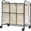 Simple Houseware Heavy-Duty 3-Bag Laundry Sorter Rolling Cart, Bronze