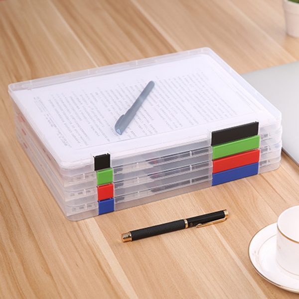 Clear A4 File Storage Box – Plastic Document Case for Office and Home Organization