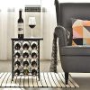 WELLAND Laura 12 Bottle Wine Rack with Solid Wood Table Top, Metal & Wood