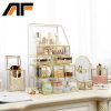 AF Luxury Large Makeup Storage Glass Et Metal Edge Cosmetics Organizer Clear Detachable Storage Box Lipstick Holder C218