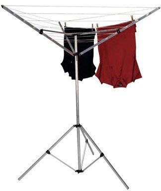 Household Essentials 17125-1 Portable Umbrella Drying Rack | Aluminum | 18-Lines with 64 ft. Clothesline