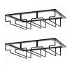 DEFWAY Wine Glass Rack - Under Cabinet Stemware Wine Glass Holder Glasses Storage Hanger 2 Pack Metal Organizer for Bar Kitchen Black