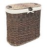 Seville Classics Handwoven Oval Double Laundry Hamper, Original 18-Inch, Mocha