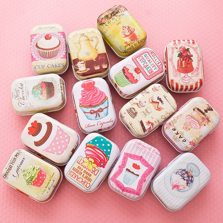 32Pcs/Set Cute Cake Pattern Collectables Jewelry Coins Storage Box Sundries Jars Wedding Gift Cans Small Candy Tea Mini Tin Box