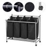 SHAREWIN 4 Bag Laundry Sorter Cart, Laundry Hamper Sorter