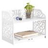 MyGift White Cutout Scrollwork Design Desktop Bookshelf