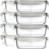 8 Pack Glass Food Storage Containers, Bayco Glass Meal Prep Containers, Airtight Glass Storage Containers with Lids - BPA-Free & FDA Approved & Leak Proof (8 lids & 8 Containers) 30oz