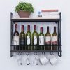 Industrial Wine Racks Wall Mounted with 5 Stem Glass Holder