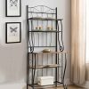 Kings Brand Furniture Black/Walnut 5-Tier Kitchen Storage Bakers Rack
