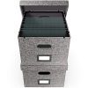File Boxes for Hanging Files | Decorative Filing Organizer with Lid | Filing Box Features Patent-Pending Metal Folder Glides for Easy Movement | Linen Hanging File Box Set of 2 | Neutral Gray