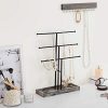 MyGift Black Metal 3-Tier Jewelry Display Stand with Wooden Ring Tray