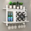 Giantex Wall Mounted Wine Rack Organizer W/Metal Glass Holder