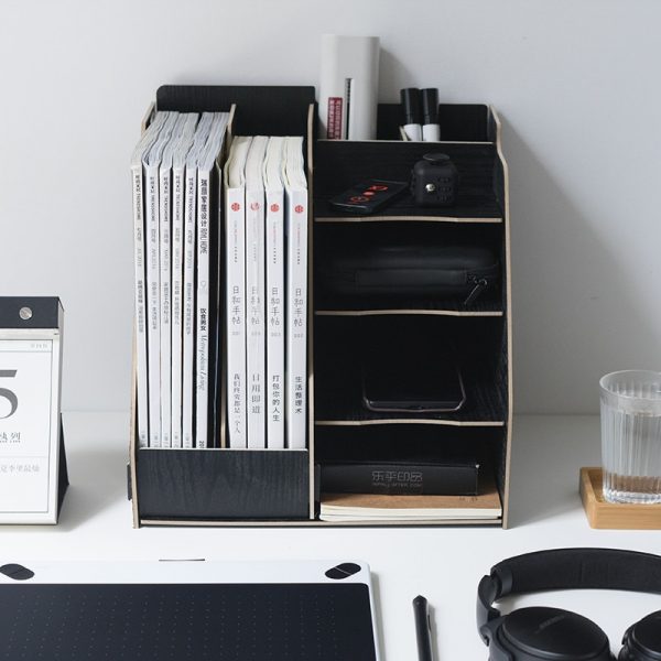 Wood Multi-Use Office Organizer Sundries Table Storage Box Colorful DIY Files