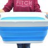 SAMMART Collapsible Plastic Laundry Basket - Foldable Pop Up Storage Container/Organizer - Portable Washing Tub - Space Saving Hamper/Basket (Rectangular, Sky Blue)