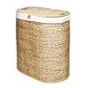 Seville Classics Water Hyacinth Oval Double Hamper, Hand-Woven
