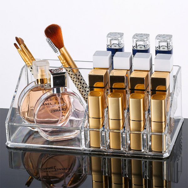16 Slots Desktop makeup cases Transparent Acrylic Crystal Cosmetic Boxes