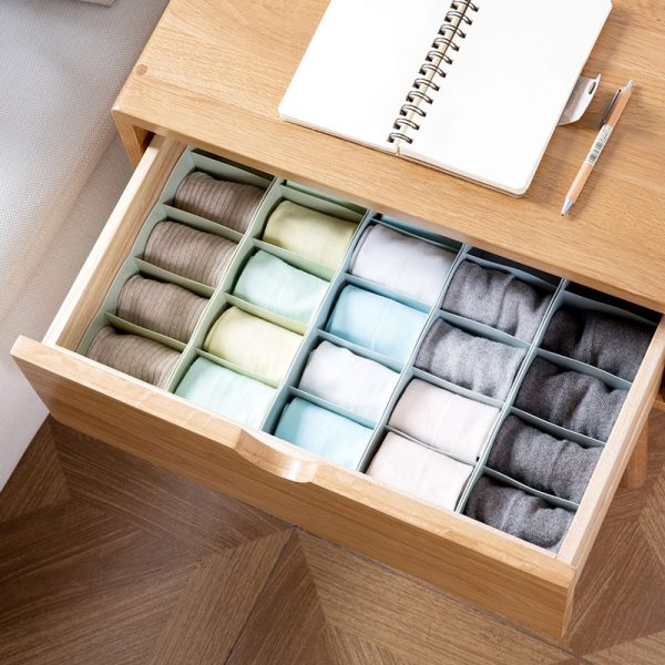 5 Grids Wardrobe Storage Box Basket Organizer Women Men Socks Bra Underwear