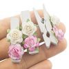 Summer-Ray 50 Handmade Mulberry Flower Decorated Mini White Wooden