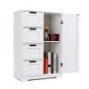 HOMFA Bathroom Floor Cabinet, Wooden Side Storage Organizer Cabinet