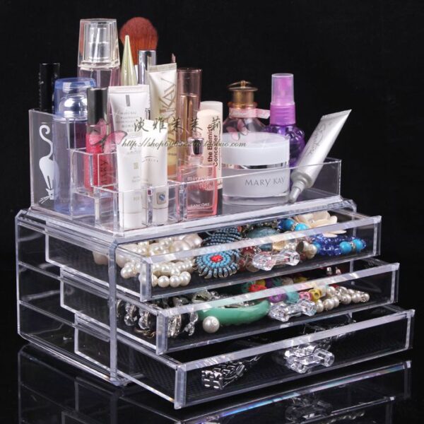 Quality transparent desktop cosmetics organizer box storage jewelry box skin care products perfume display rack