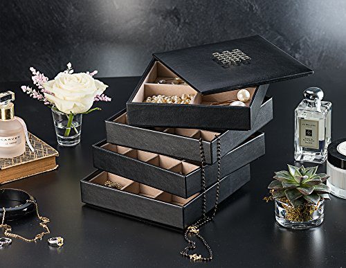 Glenor Co Earring Organizer Tray - 4 Stackable Trays Lid