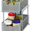 Simple Houseware 2 Tier Sliding Cabinet Basket Organizer Drawer, Silver
