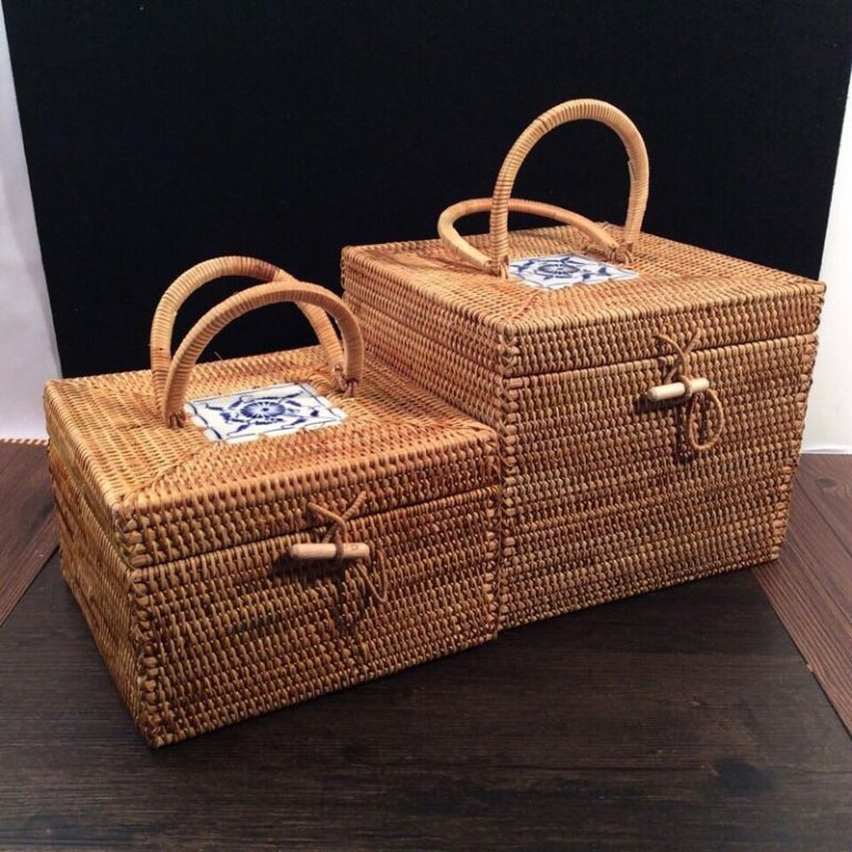 vintage cosmetic jewelry box makeup organizer rattan boxes with lids tea tin rattan storage box bins sundries organizador large