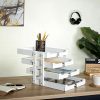 MyGift 4-Tier Collapsible & Expandable Vintage White Wood Document Tray