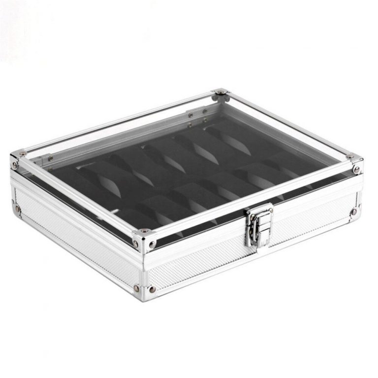 1pcs12 Grid Leather Watches Display Show Storage Box Case Slots Jewelry Collection Storage Holder Organizer Holder Aluum Square