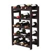 VASAGLE wooden wine rack with dark brown finish, elegantly displaying 20 bottles in a compact vertical design.