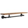 31-Inch Industrial-Style Black Metal Pipe & Wood Wall Mounted Clothing