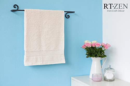 RTZEN Decorative Wrought Iron Towel Holder | Long Towel Bar Rack for Kitchen