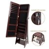 6 LED Jewelry Cabinet - Full Length Mirror Standing Armoire with Lockable Storage