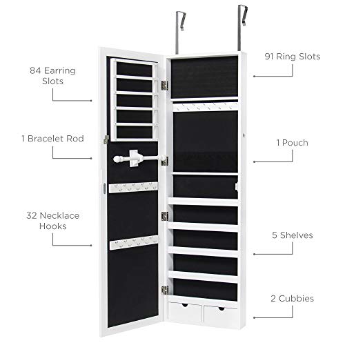Best Choice Products Wall Door Mounted Locking Mirror Jewelry