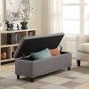 Belleze 48" Rectangular Gray Storage Fabric Ottoman Bench