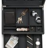 Glenor Co Mens Valet/Dresser Organizer - Luxury 12 Slot Jewelry Accessories Box