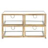MyGift Vintage Clear Glass & Brass Metal 4 Drawer Display Box