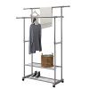 Garment Rack with Adjustable Double Extensible Rods and 2-Tier Storage Shelf | Organize and Display Your Wardrobe with Ease
