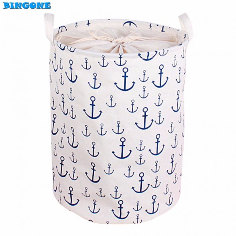 Cotton Linen Fabric Foldable Cartoon Bathroom Dirty Clothes Large Laundry Storage Buckets Bags Kids Toy Storage Basket