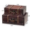 Decorative Suitcase with Straps (Set of 2, Brown) | Vintage-Style Nesting Trunks for Charming Home Decor and Unique Gift Presentation