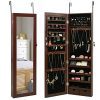 Marble Field Mirrored Jewelry Cabinet Lockable Wall Door Mounted Jewelry