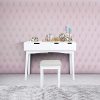 Vanity Set with Dressing Table Flip Top Mirror Organizer Cushioned Stool