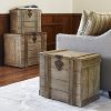 Household Essentials White Washed Rustic Decorative Wooden Trunk