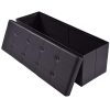 Giantex 45" Folding Storage Ottoman Bench Tufted Faux Leather Coffee