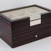 Tie Display Case for 12 Ties Ebony Walnut Two Level Storage Box