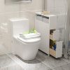 Tangkula Bathroom Storage Cabinet, Wooden Rolling Bathroom Floor Cabinet